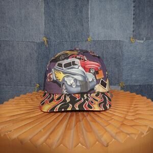 OSFA - Vintage Y2K Rare Hot rod flame 80s retro pin aop hat